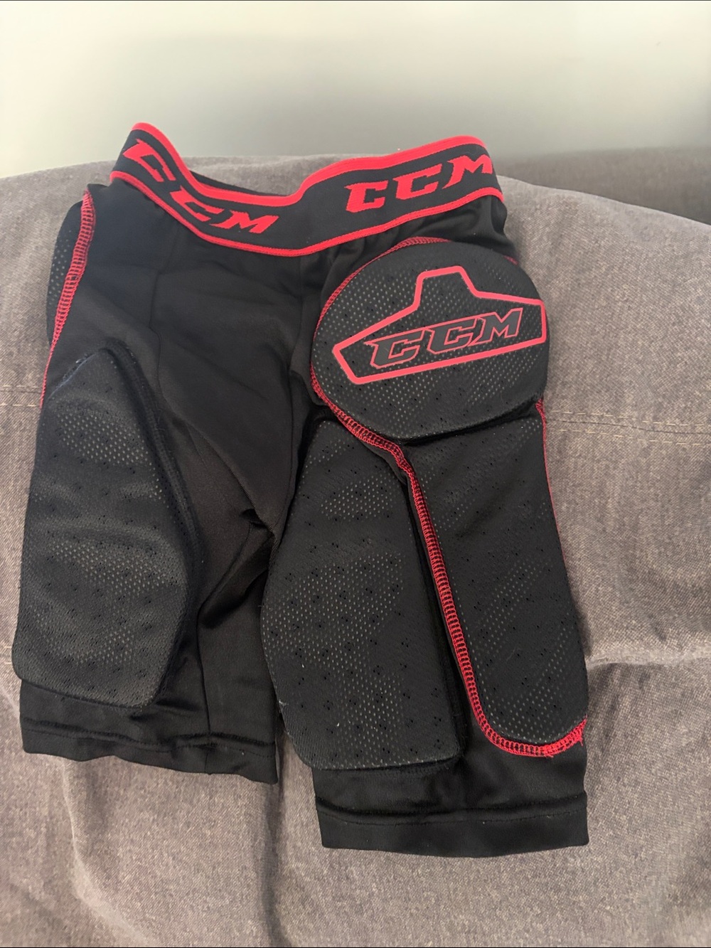 CCM Black and Red Hockey Padded Compression Shorts